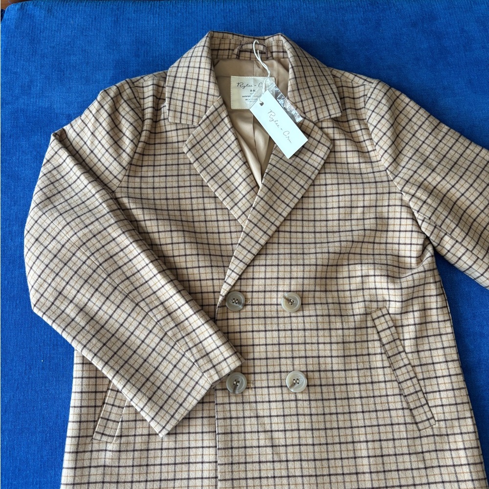 Rylee + Cru Plaid Double-Breasted Blazer